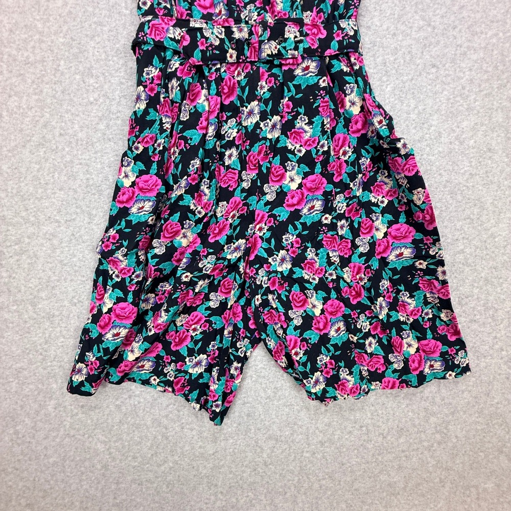 E.D. Michaels Floral Romper 9/10P Multicolor VTG 90s Cottagecore Shoulder Pads - Picture 5 of 15